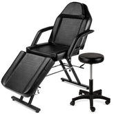 Black Adjustable Massage Bed Salon Chair w/ Stool